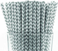 Pack of 150 Gray Chevron Biodegradable 4-Ply Paper Drinking Straws by Stephanie+Imports