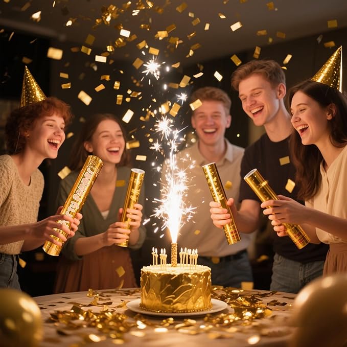 12 Inch Gold Confetti Poppers | 5 Pack Confetti Cannons - Image 4