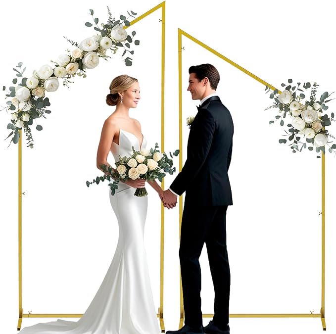 Wedding Arch Backdrop Stand for Parties Set of 2, 7FT/6.7FT Gold Wedding Arches by Unknown