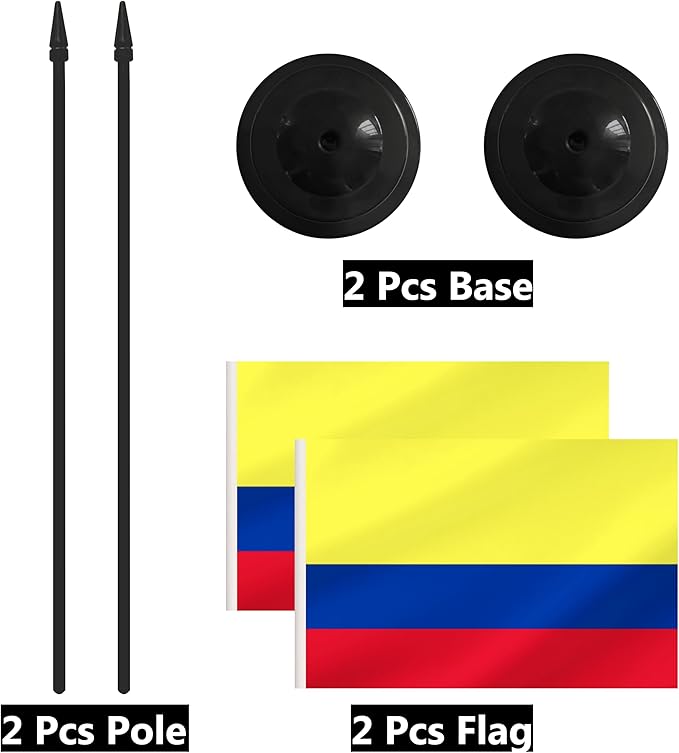 2 Pack Colombia Desk Flag Set, Colombian Desktop Small Miniature Table Office - Image 6