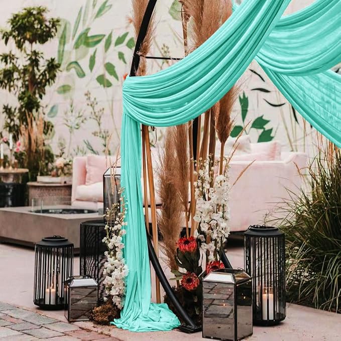Wedding Arch Draping Fabric 1 Panel 30'' x 18FT Teal Sheer Chiffon Arch Drapery - Image 6