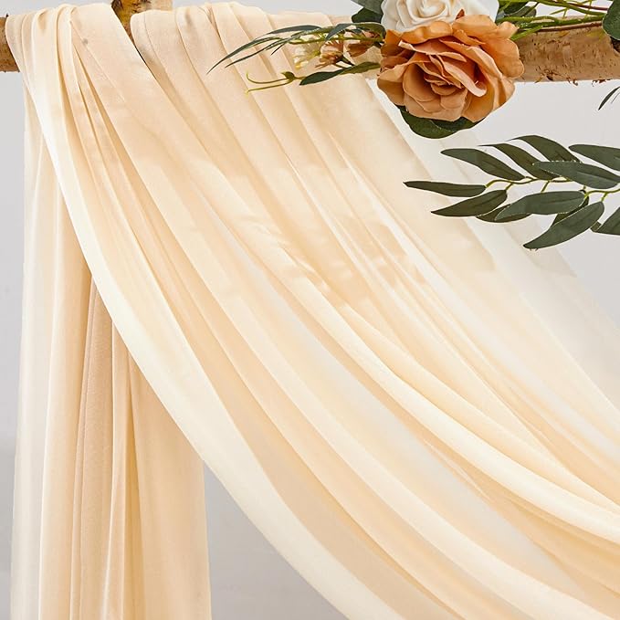Champagne Wedding Arch Draping Fabric 3 Panels 30'' x 20FT Champagne Drapes - Image 2