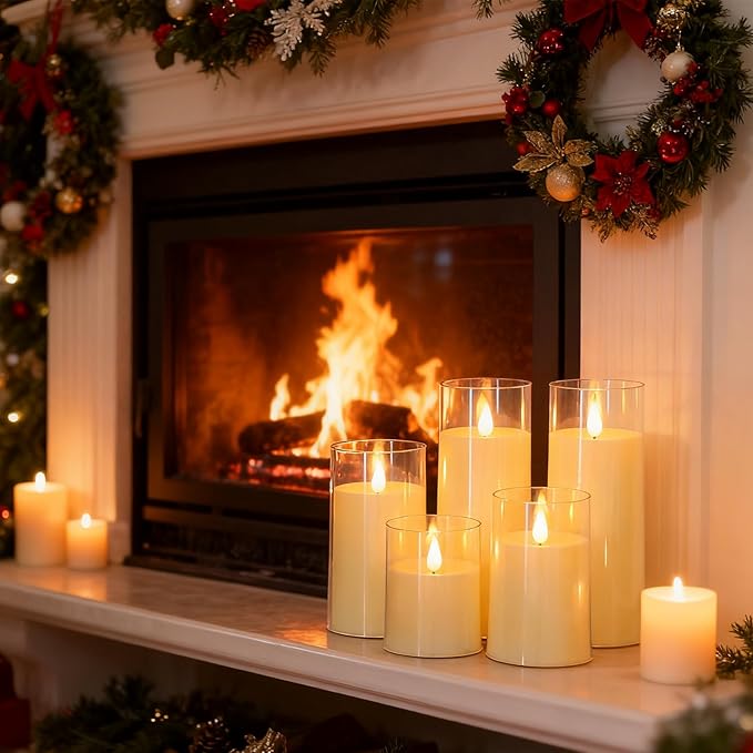 Fo32won Ivory White LED Flameless Pillar Candles Battery Operated - Image 8