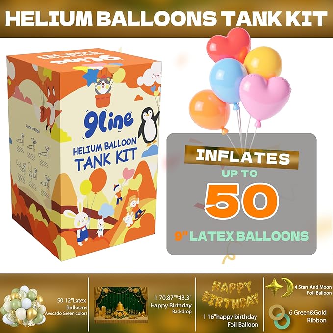 9Line 13L Helium Tank Up To 50 Latex Balloons, Helium Tank - Image 2