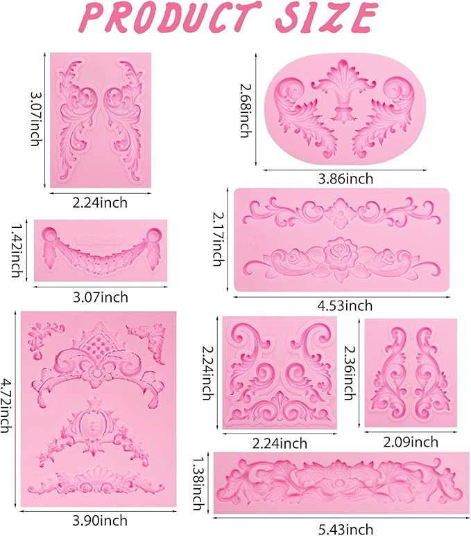 Baroque Scroll Pattern Silicone Craft Molds Border Decorative Silicone Moulds - Image 2