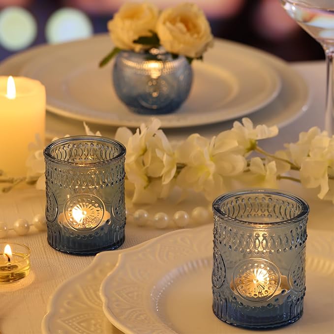 DARJEN Blue Votive Candle Holders Set of 36 - Image 4