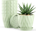 4 Inch Small Pots for Plants, 6 Pack Waffle Texture Small Plant Pots for by UOUZ