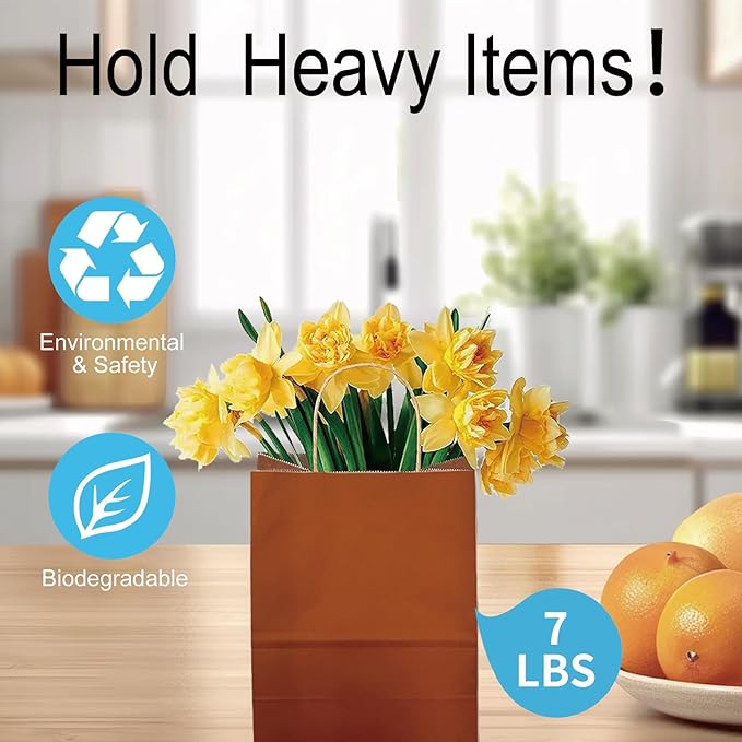 BAG BOX 100 Pack 5.9x3.1x8.25 Inch Orange Gift Bags - Image 6