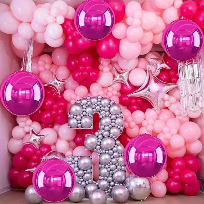 6Pcs Hot Pink Round Foil Balloons, Giant 4D Round Ball Balloon, 22 Inch - Image 6