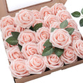 Floroom Artificial Flowers 50pcs Real Looking Blush Foam Fake Roses by Floroom