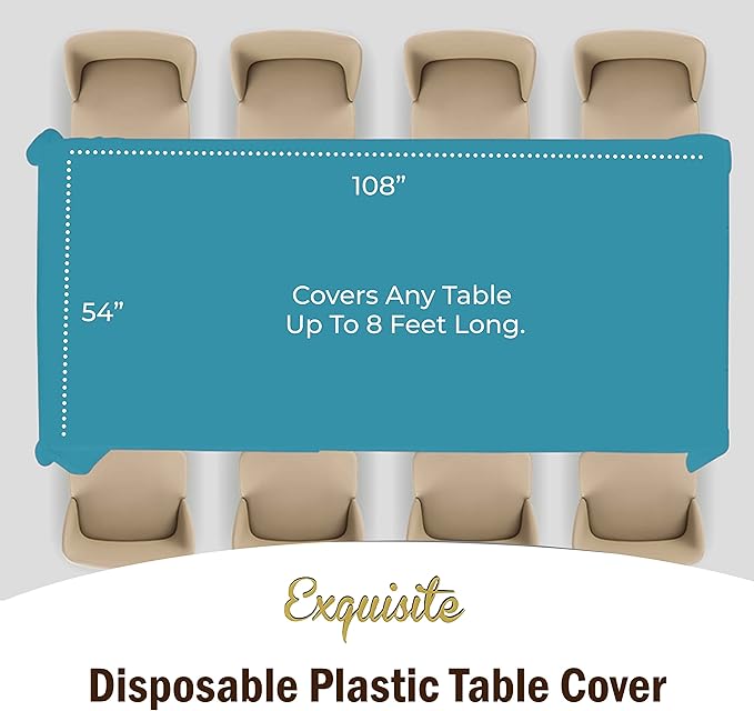 Party Solids Pack Of 12 Premium Plastic Tablecloth 54 Inch x 108 Inch Rectangle - Image 4