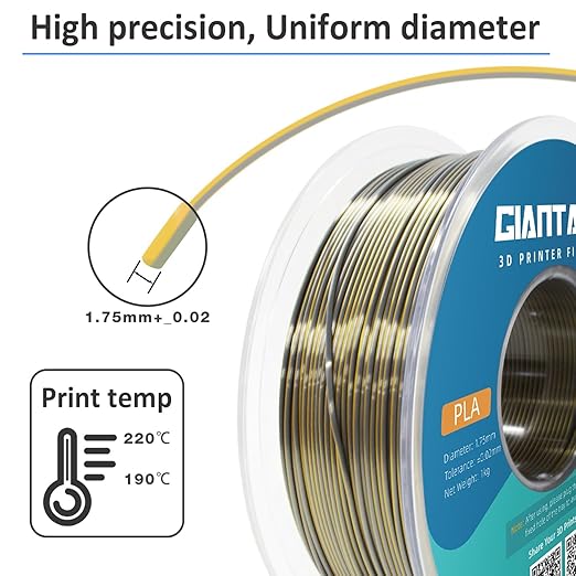 GIANTARM Dual Color PLA Filament, Silk PLA Filament 1.75mm +/-0.02mm, 1KG Spool - Image 2