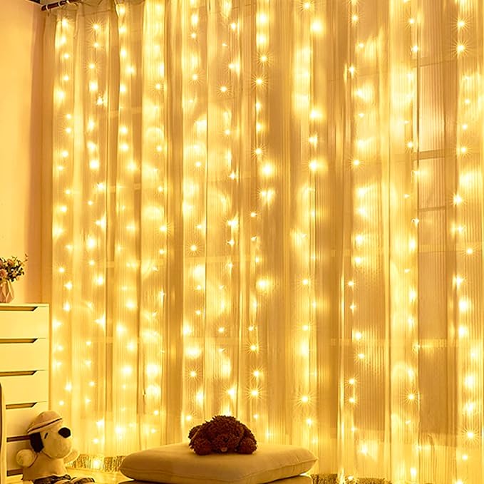 HOME LIGHTING Window Curtain String Lights, 300 LED 8 Lighting Modes Fairy - Image 7
