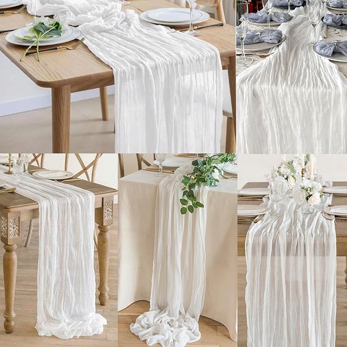 10FT 12 Pack White Cheesecloth Table Runner 20 x 120 Inch Long Rustic Gauze - Image 6