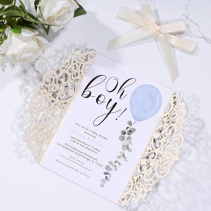 50Pcs Sliver Glitter Wedding Invitations - Image 5