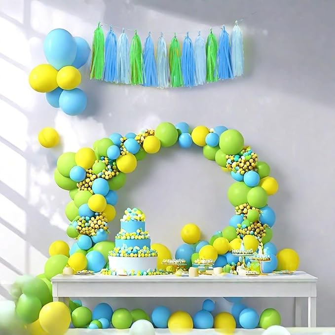 Blue Light Blue and Green Tassel Garland Banner Paper Tassels - Image 5