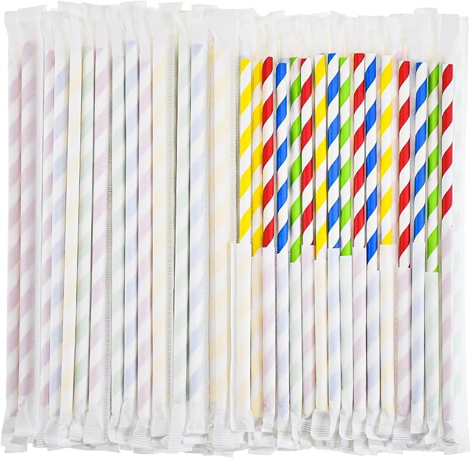 Disposable Paper Drinking Straws Bulk, Individually Wrapped by chunspak