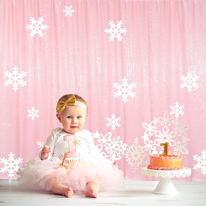 ShinyBeauty Baby Pink Curtains 2FTx8FT 4 Panels Sequin Backdrop Photo Backdrops - Image 6