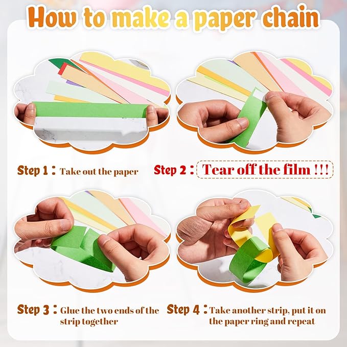 Lincia 600 Sheets Halloween Paper Chain Garland, Construction DIY Crafts Chain - Image 4