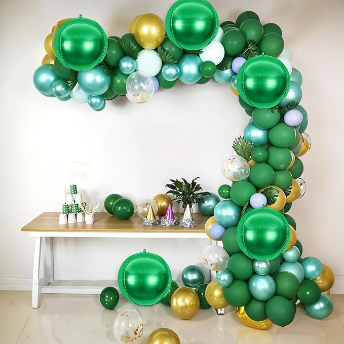 6Pcs Green Round Foil Balloons, Giant 4D Round Ball Balloons, 22 Inch Metallic - Image 5
