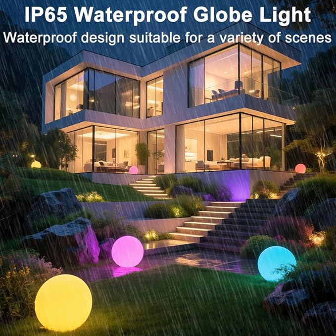 16 In Cordless LED Glowing Ball Light, LED Globe Orb Night Light w/Remote - Image 5
