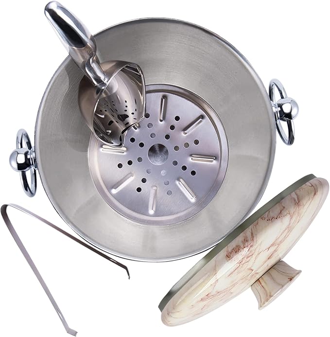 Ice Bucket with Lid, Tongs and Strainer - Image 4