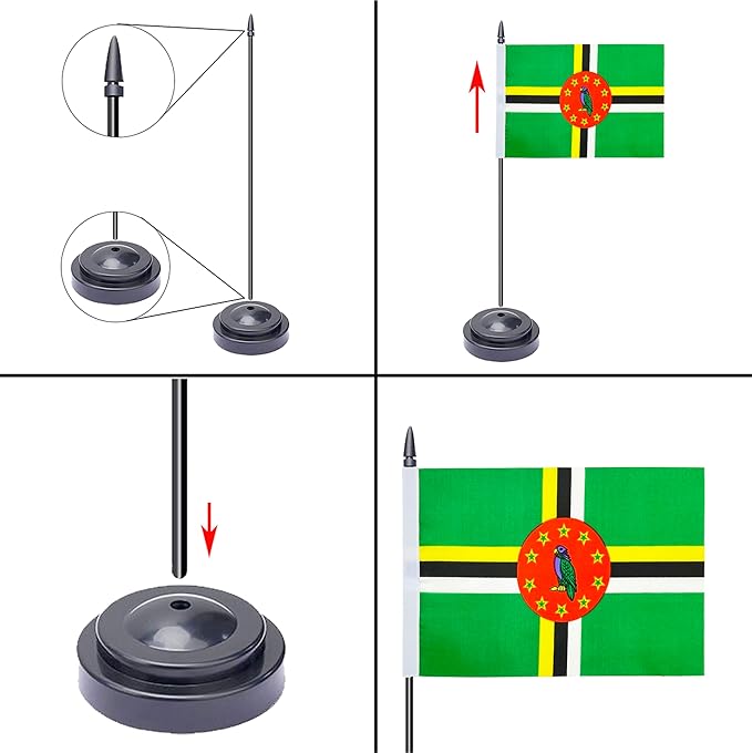 WXTWK 2 Pack Dominica Flag Dominica Deluxe Desk Flag Set - Image 3