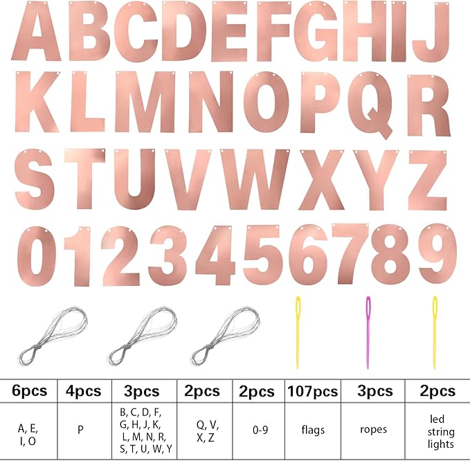 TaoBary 112 Pcs DIY Letter Custom Banner Glitter Customizable Banner Kit - Image 2