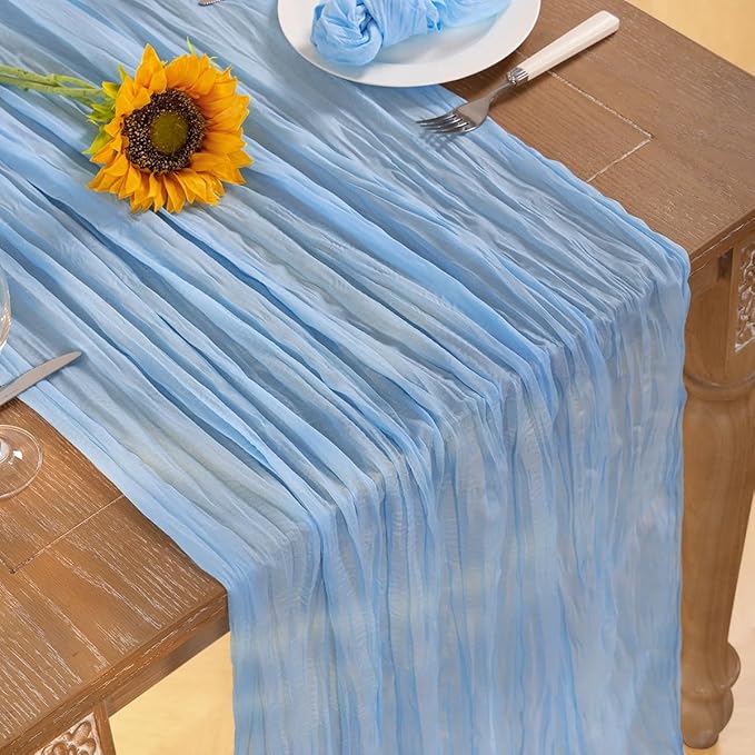 Baby Blue Cheesecloth Table Runner 4 Pack Fall Table Runners Boho Gauze 120 - Image 5