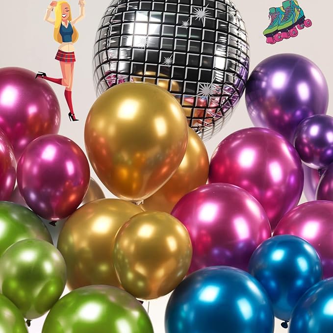 Metallic Balloon garland kit 150PCS Hot Pink Purple Green Blue Silver Gold - Image 4