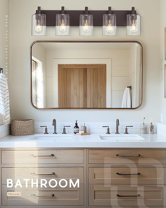 5-Light Bathroom Light Fixtures, 30 Inch Oil Rubbed Bronze Vanity Lights - Image 5