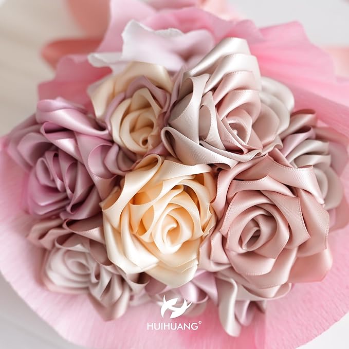 HUIHUANG Rose Pink Satin Ribbon - Image 5