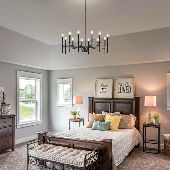 12 Light Black Chandelier Light Fixture, Modern Farmhouse Chandeliers - Image 8