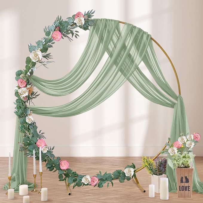 Sage Green Wedding Arch Draping Fabric 29" x 20 FT Wedding Drapes - Image 3