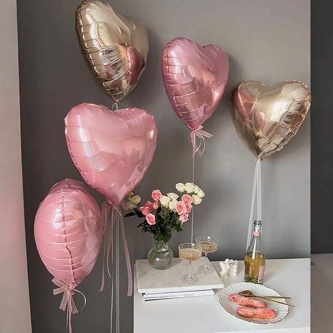 Rose Gold Pink Heart Balloons - Image 4