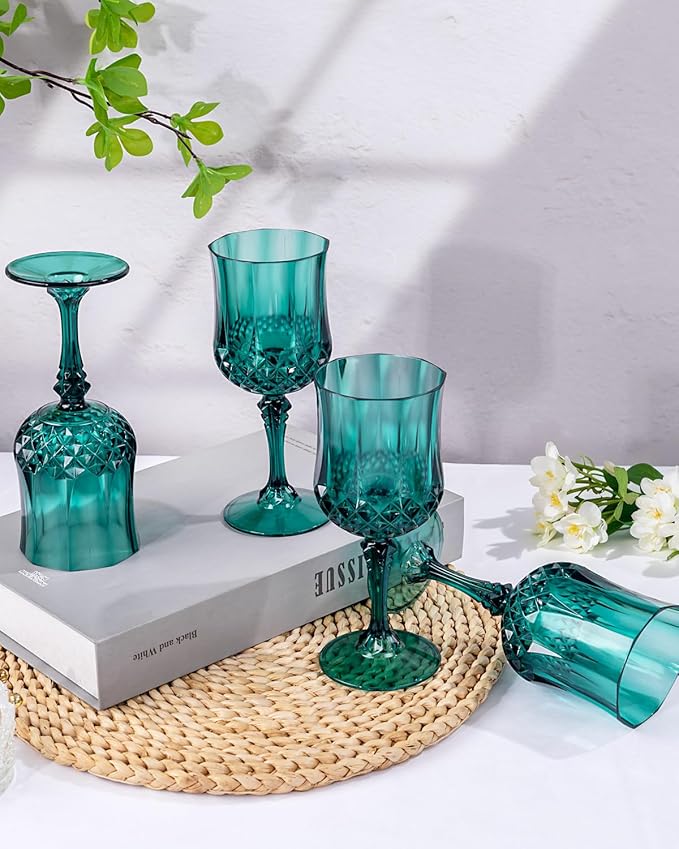 Ciaell 24PCS Green Plastic Wine Glasses - 7 Oz Plastic Goblets - Image 8