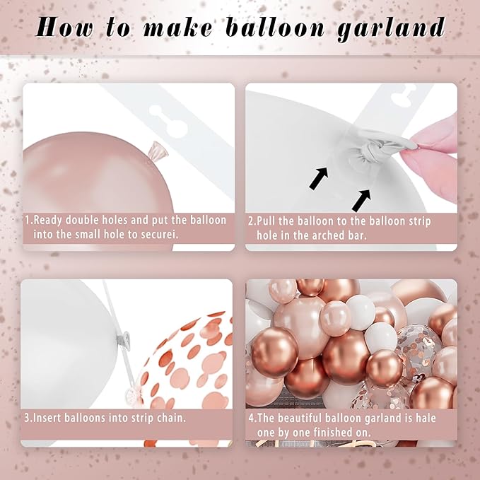 Rose Gold White Balloons Garland Arch Kit - Image 3