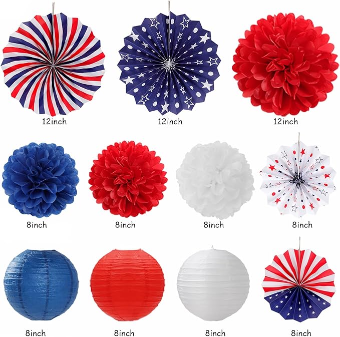Red-White Blue Memorial-Day Patriotic Decorations - Image 3