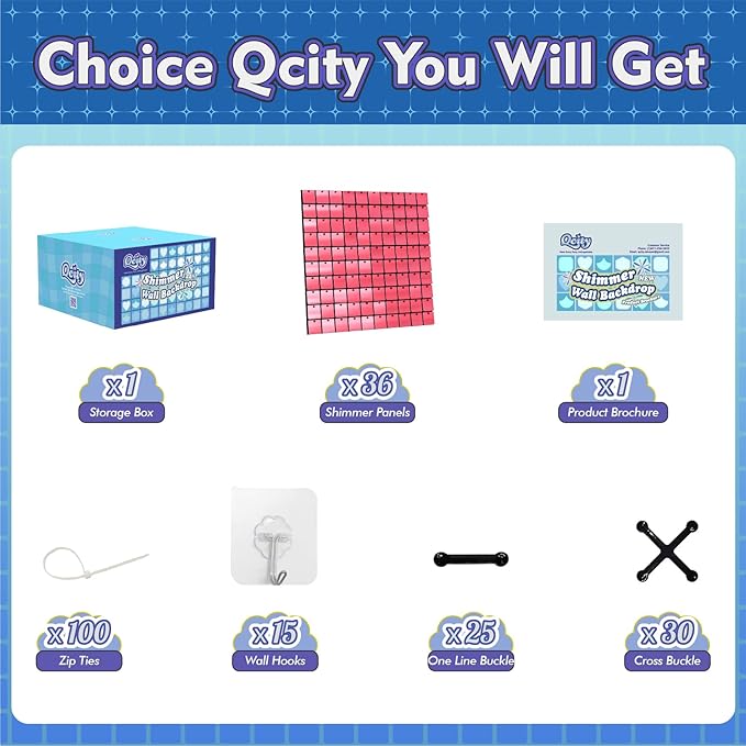 Qcity Pink Shimmer Wall Backdrop 36PCS, Square Sequin Glitter Backdrop Panel - Image 2