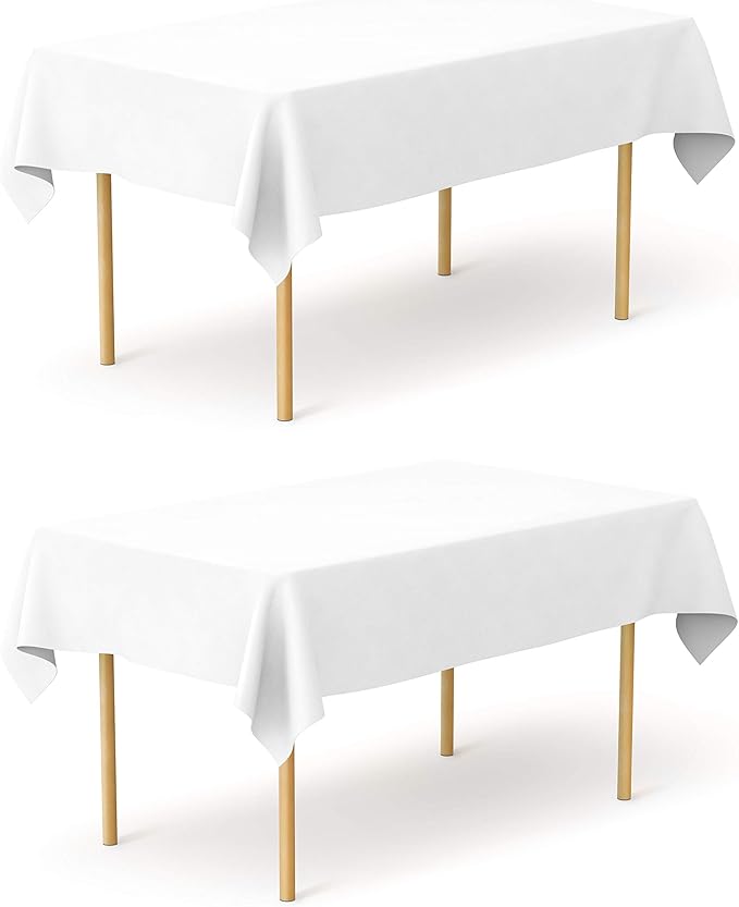 Pomp Pure White 60" x 102" Poplin Polyester Tablecloth | Wrinkle + Stain by POMP