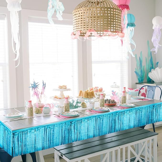 Light Blue Birthday Decorations Tinsel Garland Parade Float Decorations - Image 3