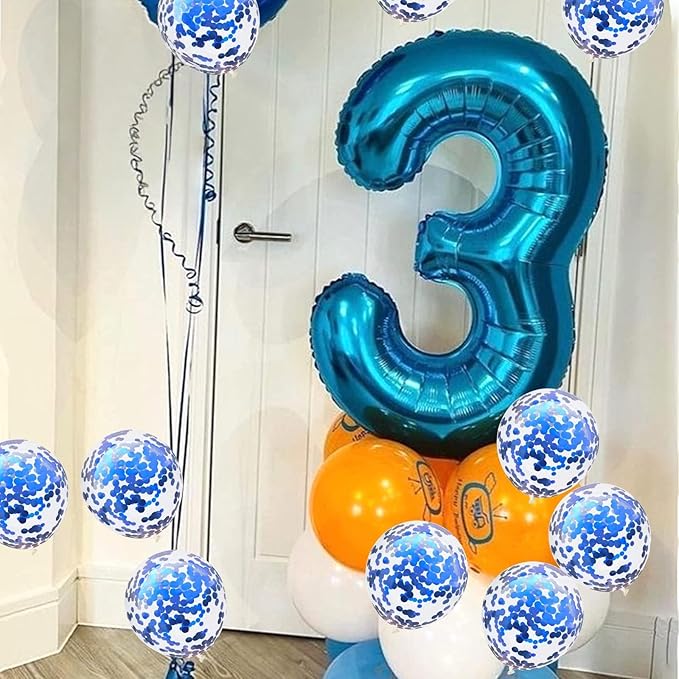 40 Inch Balloon Number 3 Blue, Large Foil Number Balloons Set 0-9, Digital 3 - Image 8