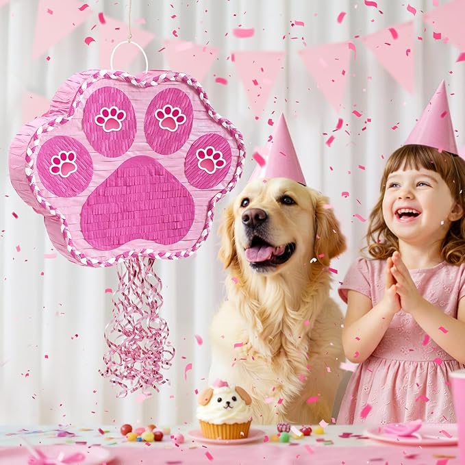WERNNSAI Pink Dog Paw Pinata - Image 2