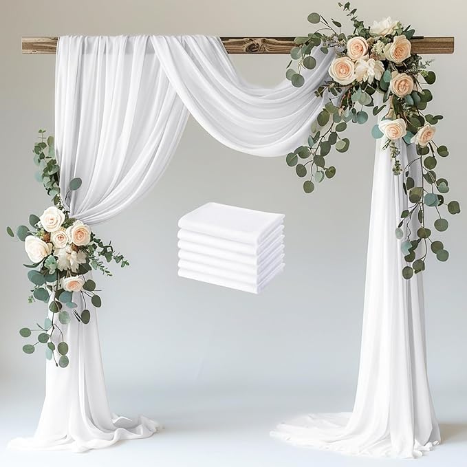 Wokceer Wedding Arch Draping Fabric 6 Panels 28.7" x 20FT White Sheer Fabric by Wokceer