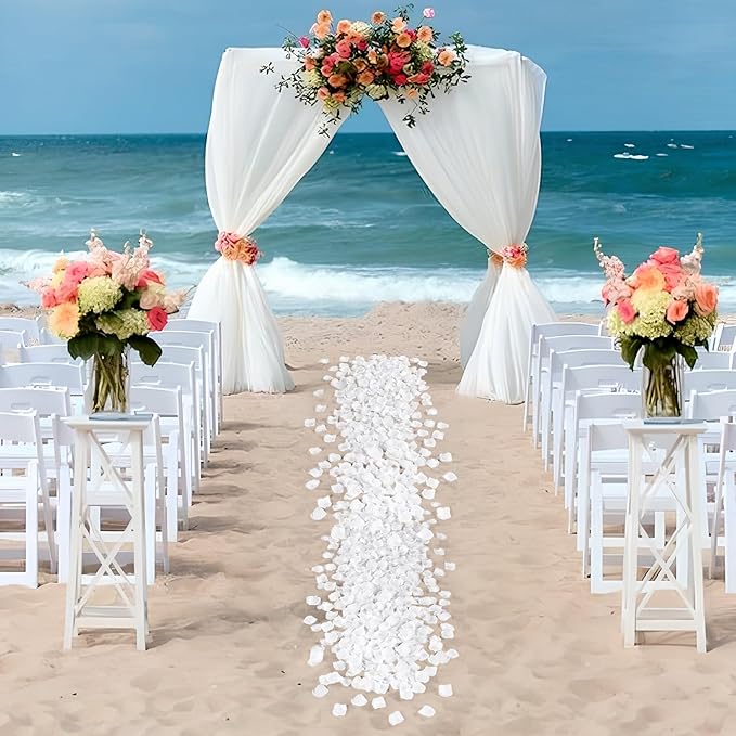 1000 Pcs White Rose Petals Artificial Silk Flower Petals Romantic Decorations - Image 3