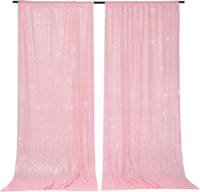 PartyDelight Sequin Backdrop Pink 2 Panels 5Ft x 10FT Photography Christmas by PartyDelight