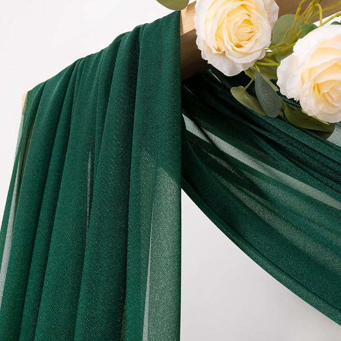 MLMC Emerald Green Wedding Arch Draping Fabric 4 Panels 29" x 20 FT Extra Long - Image 2