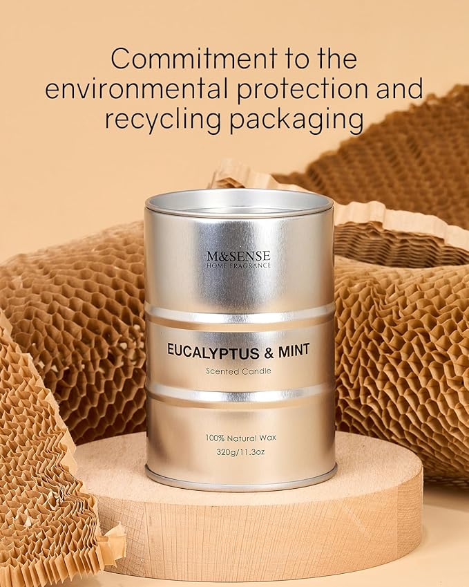 M&SENSE Scented Candle, Eucalyptus Mint Medium Jar Candle - Image 6