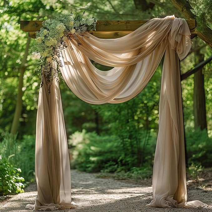 Wokceer Wedding Arch Draping Nude 2 Panels 28.7" x 20FT Sheer Fabric Drapes - Image 3