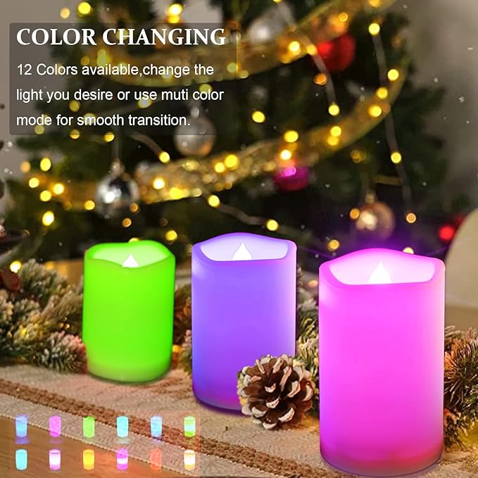 SWEETIME 3 Color Changing Led Pillar Candles - Image 6